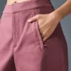 Spodnie cargo z szerokimi nogawkami (regular) – burgundowo-truflowe