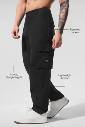 Spodnie cargo z tkaniny ripstop – czarne