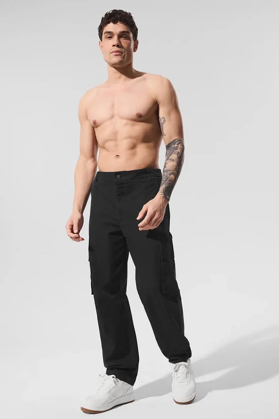 Spodnie cargo z tkaniny ripstop – czarne