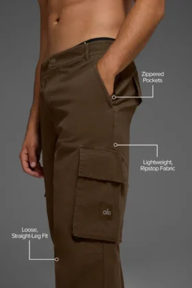 Spodnie cargo z tkaniny ripstop – kolor Espresso