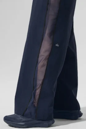 Spodnie dresowe High-Waist z szerokimi nogawkami – granatowo-czarne