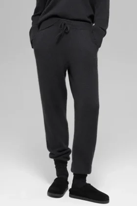 Spodnie dresowe New Class z wełny i kaszmiru z High-Waist – czarne