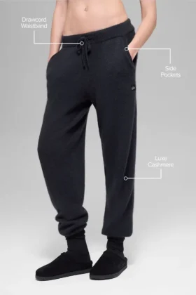 Spodnie dresowe New Class z wełny i kaszmiru z High-Waist – czarne
