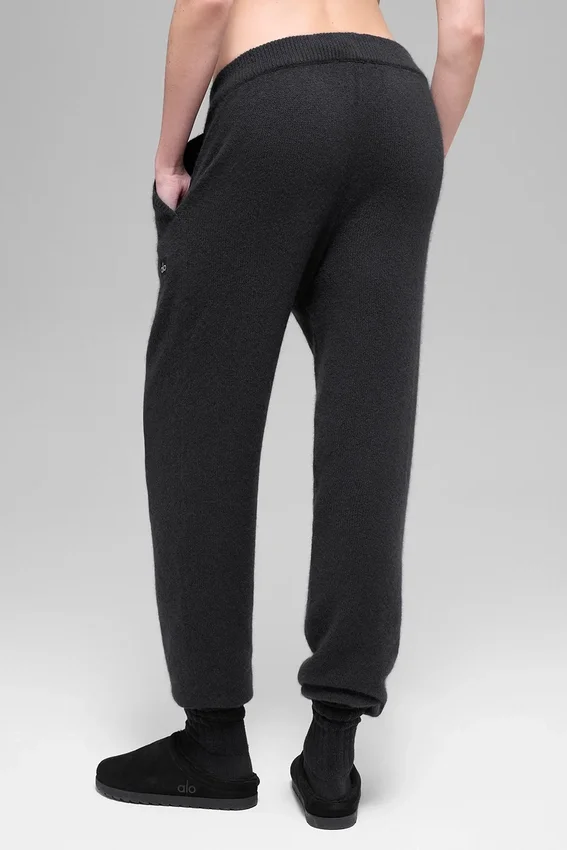Spodnie dresowe New Class z wełny i kaszmiru z High-Waist – czarne