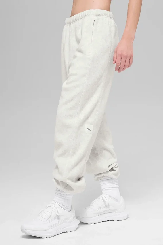 Spodnie dresowe Retreat z polaru High-Waist – biało-szare