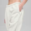 Spodnie dresowe Retreat z polaru High-Waist – biało-szare