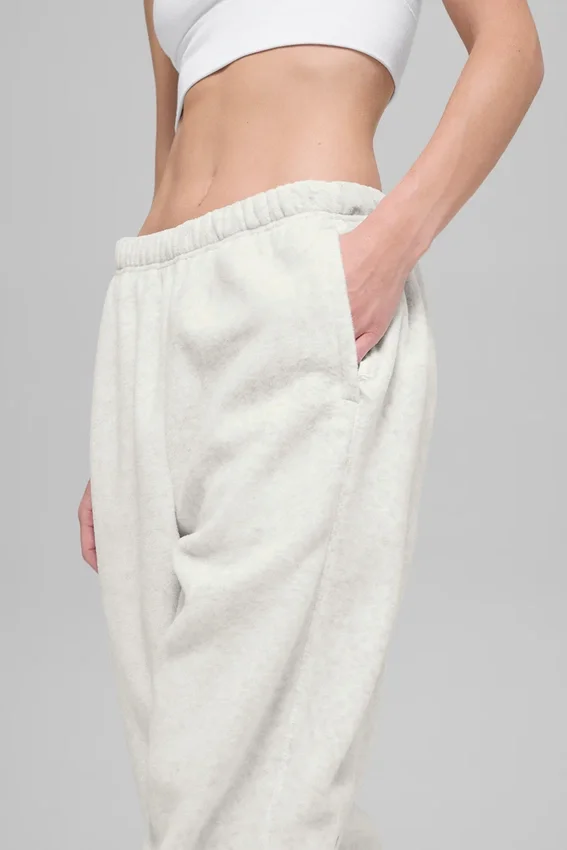 Spodnie dresowe Retreat z polaru High-Waist – biało-szare