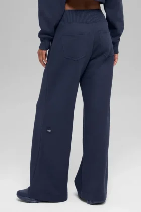 Spodnie dresowe Serenity z szerokimi nogawkami – Navy