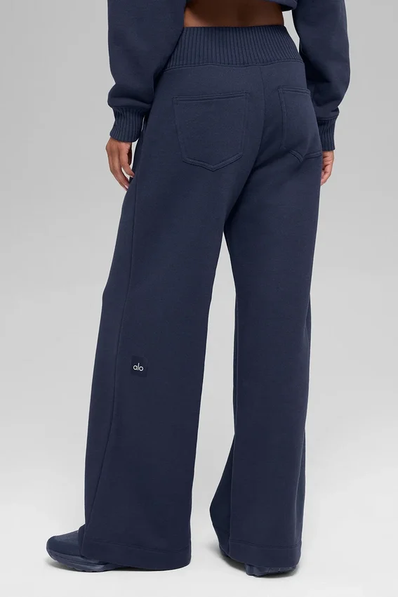 Spodnie dresowe Serenity z szerokimi nogawkami – Navy