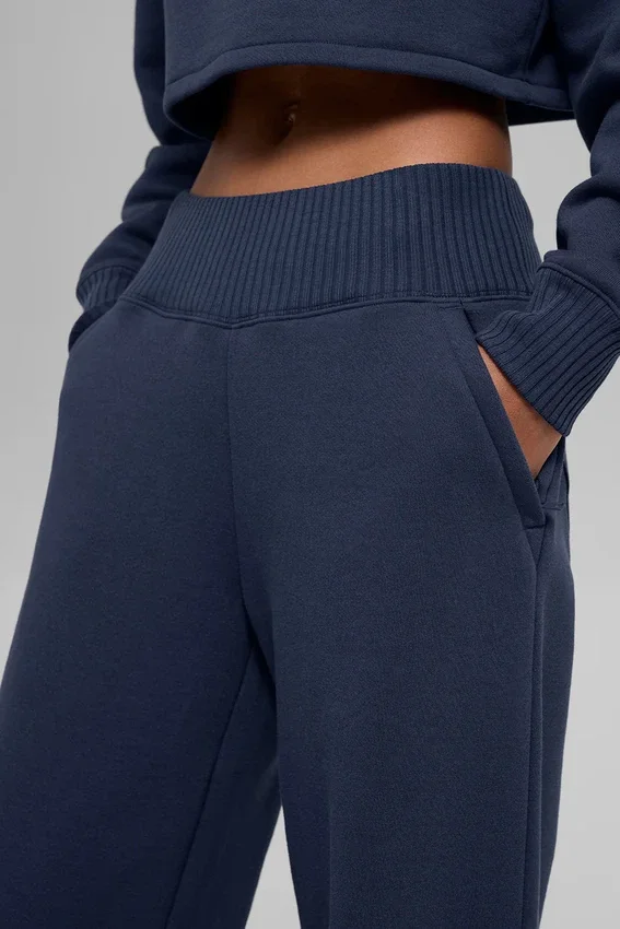 Spodnie dresowe Serenity z szerokimi nogawkami – Navy