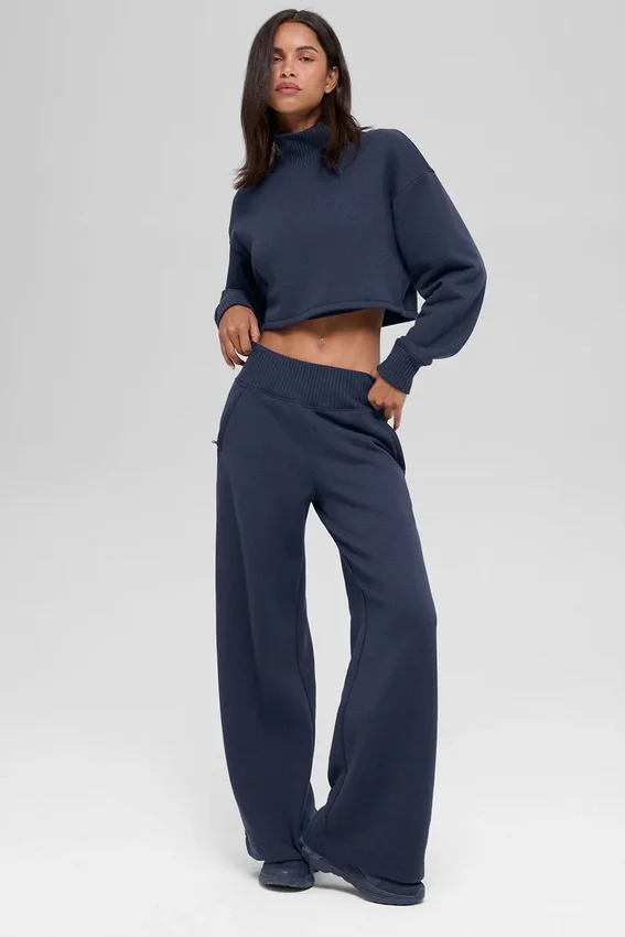 Spodnie dresowe Serenity z szerokimi nogawkami – Navy
