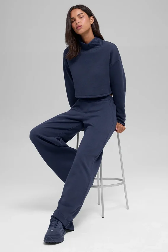Spodnie dresowe Serenity z szerokimi nogawkami – Navy