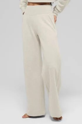 Spodnie dresowe Serenity z szerokimi nogawkami – Oatmeal Heather