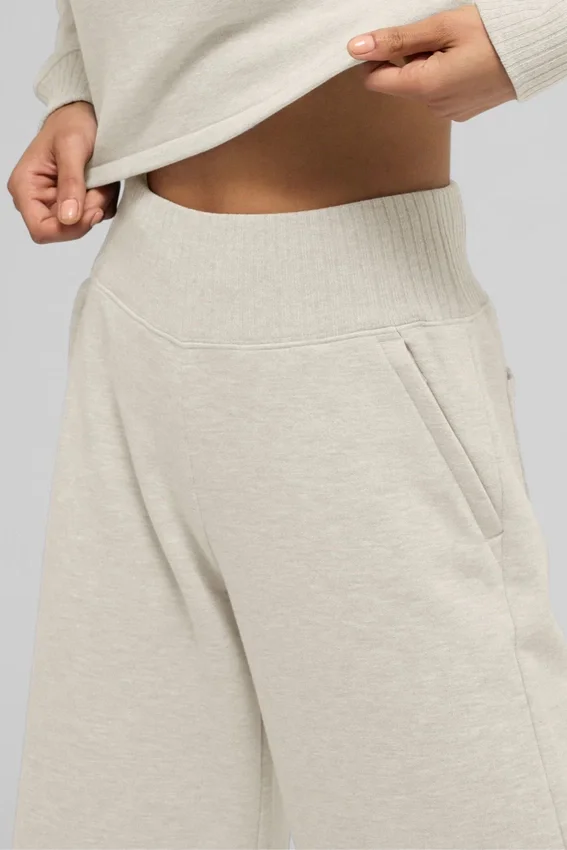 Spodnie dresowe Serenity z szerokimi nogawkami – Oatmeal Heather