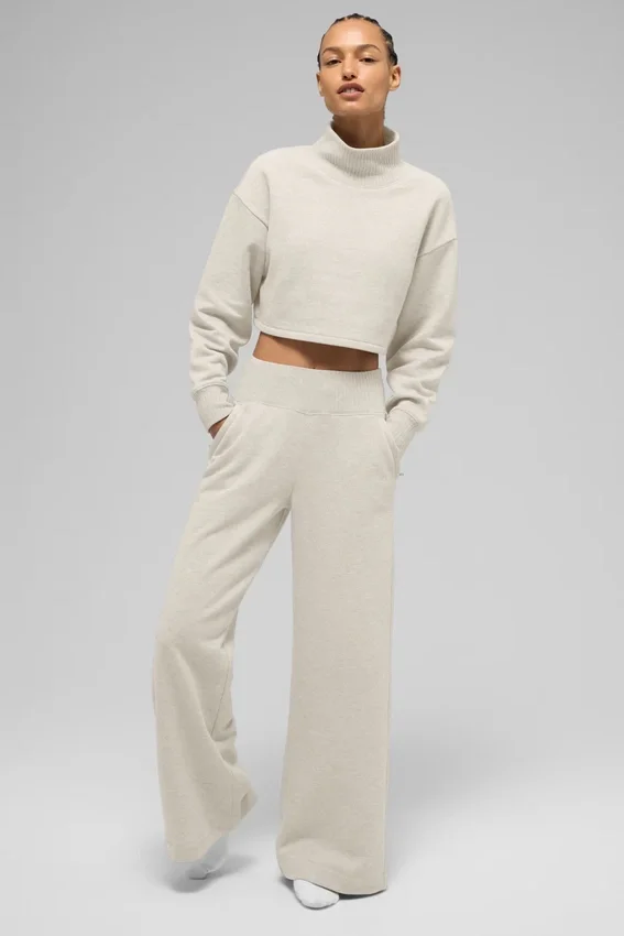 Spodnie dresowe Serenity z szerokimi nogawkami – Oatmeal Heather