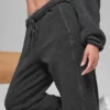 Spodnie dresowe z polaru High-Waist „Retreat” – ciemnoszary melanż
