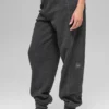Spodnie dresowe z polaru High-Waist „Retreat” – ciemnoszary melanż