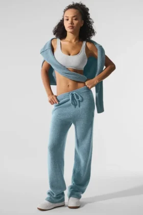 Spodnie dresowe z wełny i kaszmiru z kolekcji New Class – kolor Celestial Blue Granite Heather