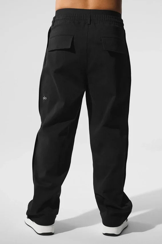 Spodnie Edition Sueded z prostymi nogawkami – czarne