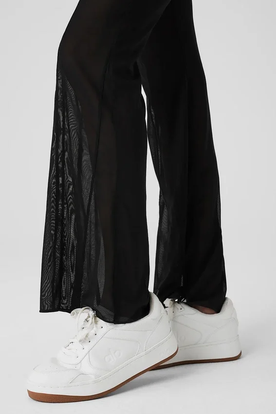 Spodnie Flicker High-Waist z siateczką – czarne