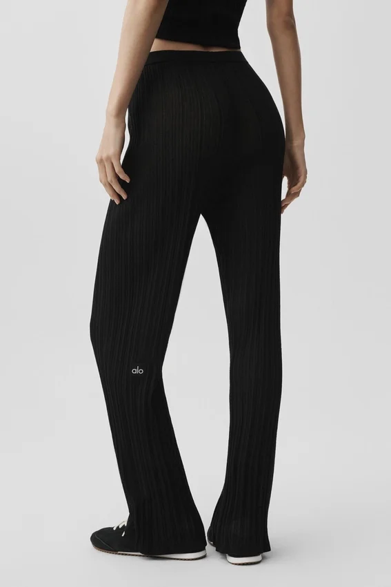 Spodnie High-Waist z prostymi nogawkami „Sunlit” – czarne