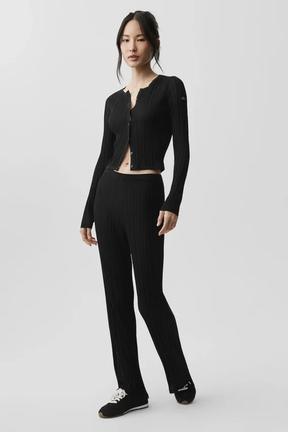 Spodnie High-Waist z prostymi nogawkami „Sunlit” – czarne
