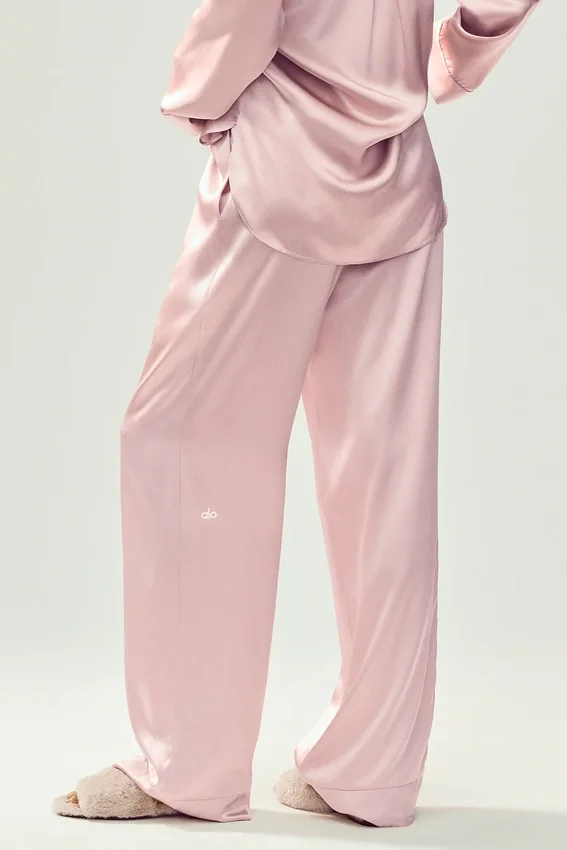 Spodnie Silk Luminous (długie) – różowy szampan