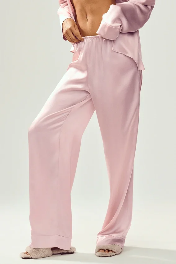 Spodnie Silk Luminous (długie) – różowy szampan