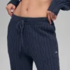 Spodnie Winter Bliss z dzianiny typu cable knit – granatowe