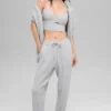 Spodnie „Winter Bliss” z dzianiny warkoczowej – kolor Athletic Heather Grey