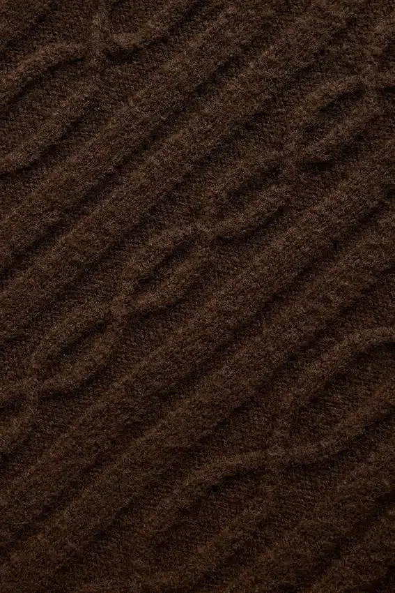 Spodnie Winter Bliss z dzianiny warkoczowej – kolor espresso
