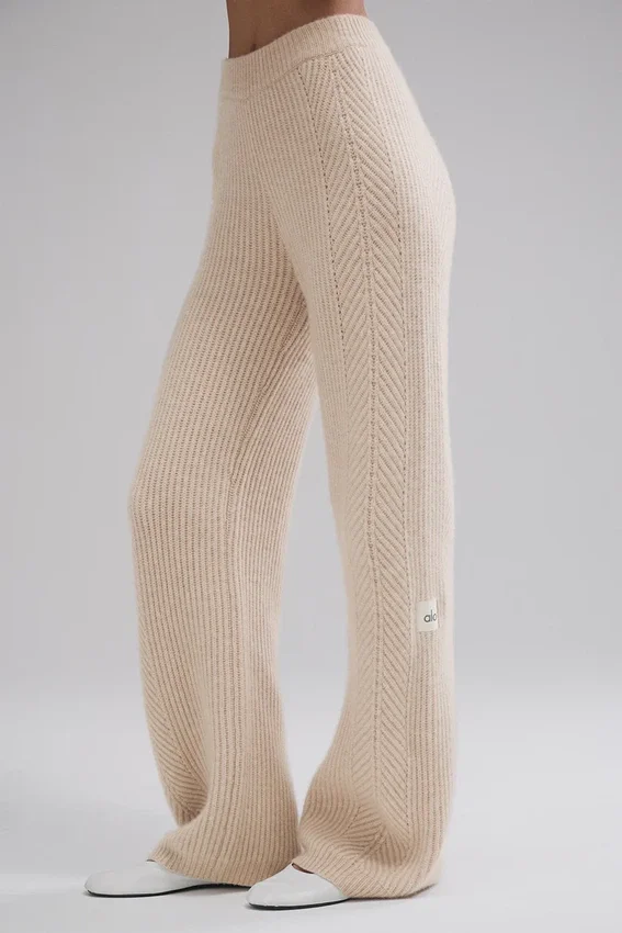Spodnie z kaszmiru Winter Magic o szerokich nogawkach – Birch Heather