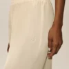 Spodnie z mieszanki jedwabiu z High-Waist – Sandy Beige