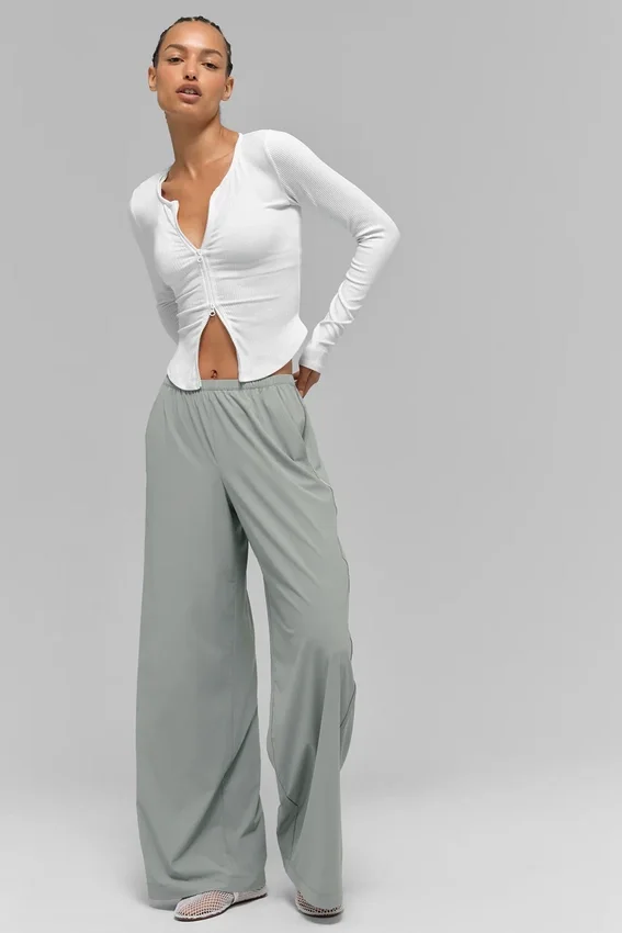Spodnie z szerokimi nogawkami Breezy (długie) – Lunar Grey