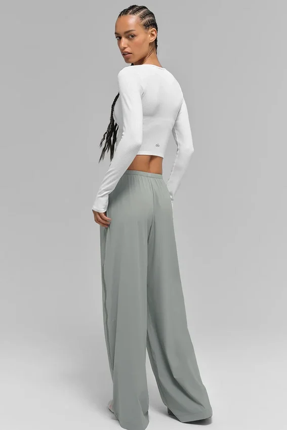 Spodnie z szerokimi nogawkami Breezy (długie) – Lunar Grey