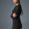 Sukienka z długim rękawem Ribbed Sea Coast – czarna