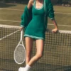 Sukienka z dzianiny typu sweter Tennis Club – Emerald Isle/Ivory