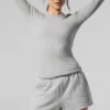 Sweter z długim rękawem z prążkowanego modalu – szary Athletic Heather