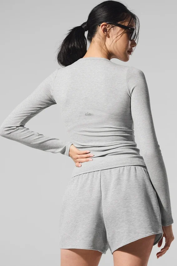 Sweter z długim rękawem z prążkowanego modalu – szary Athletic Heather