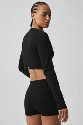 Swetr Pointelle Be Mine Cardigan – czarny