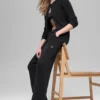 Swetr „Snuggle Up” i High-Waist spodnie z szerokimi nogawkami – Czarne