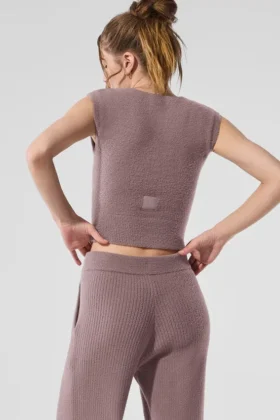 Swetr „Snuggle up” z krótkim rękawem – kolor grzybowy