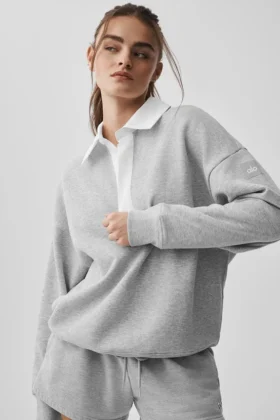 Swetr z długim rękawem Take It Easy Henley – kolor Athletic Heather Grey/White
