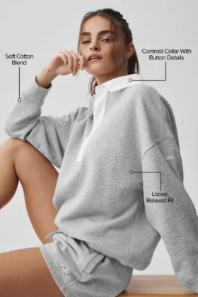 Swetr z długim rękawem Take It Easy Henley – kolor Athletic Heather Grey/White