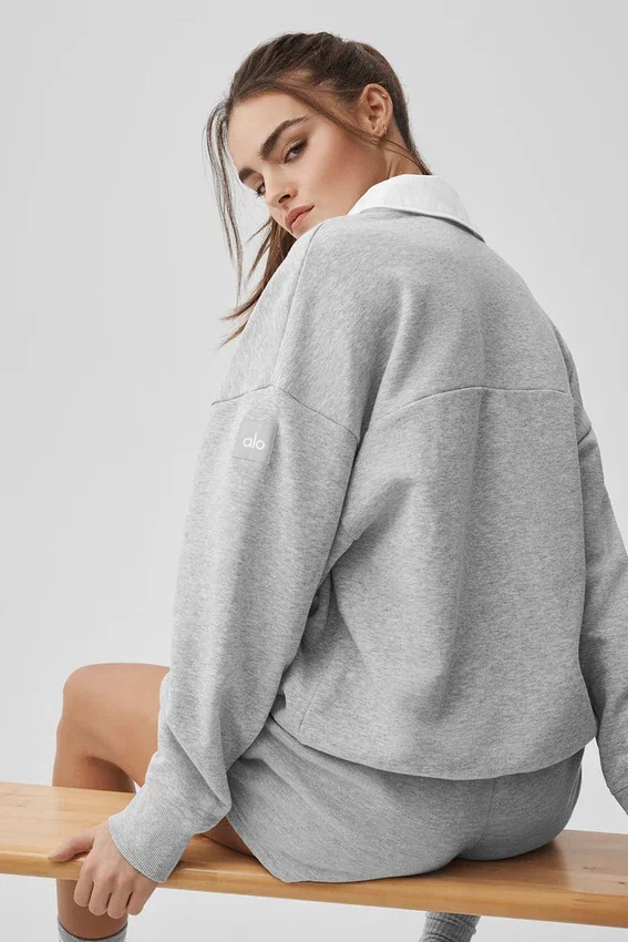 Swetr z długim rękawem Take It Easy Henley – kolor Athletic Heather Grey/White