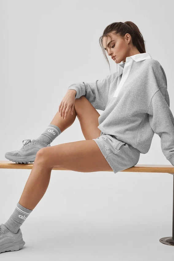 Swetr z długim rękawem Take It Easy Henley – kolor Athletic Heather Grey/White