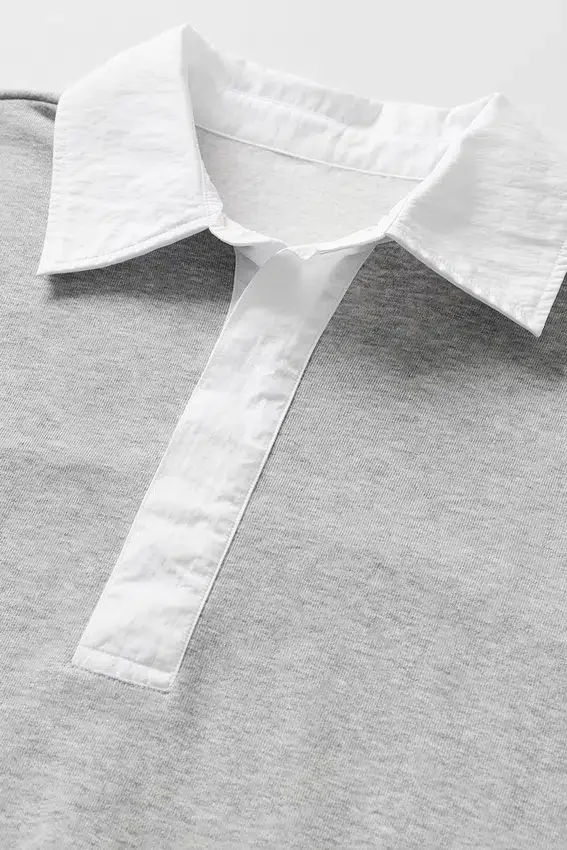 Swetr z długim rękawem Take It Easy Henley – kolor Athletic Heather Grey/White