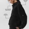 Swetr z długim rękawem Take It Easy w stylu Henley – czarna