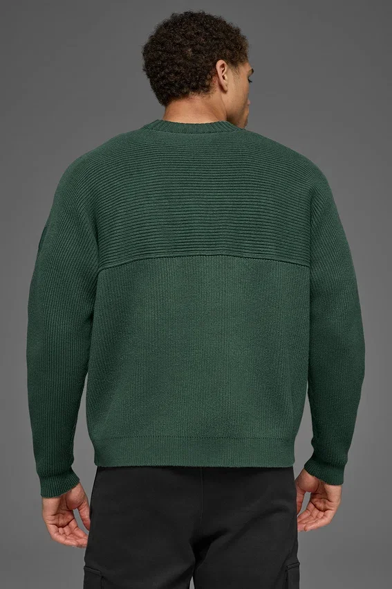 Swetr z dzianiny prążkowanej Domain Shift – kolor Clover Green