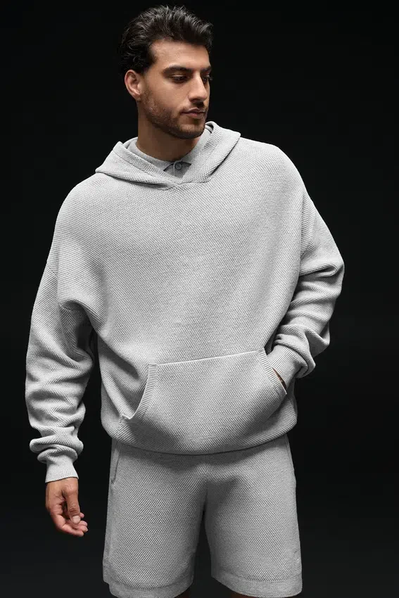 Swetr z kapturem Sports Club – kolor Athletic Heather Grey